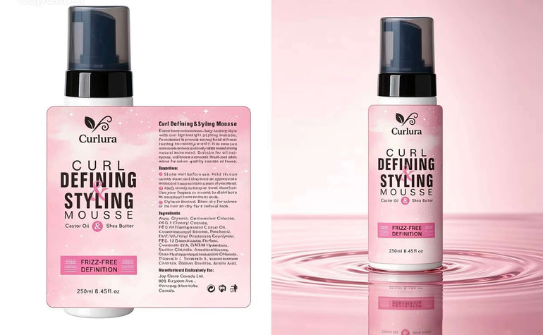 Curlura Curl Defining Styling Mousse – 250ml, perfect curl defining styling mousse for curly hair, frizz-free definition.