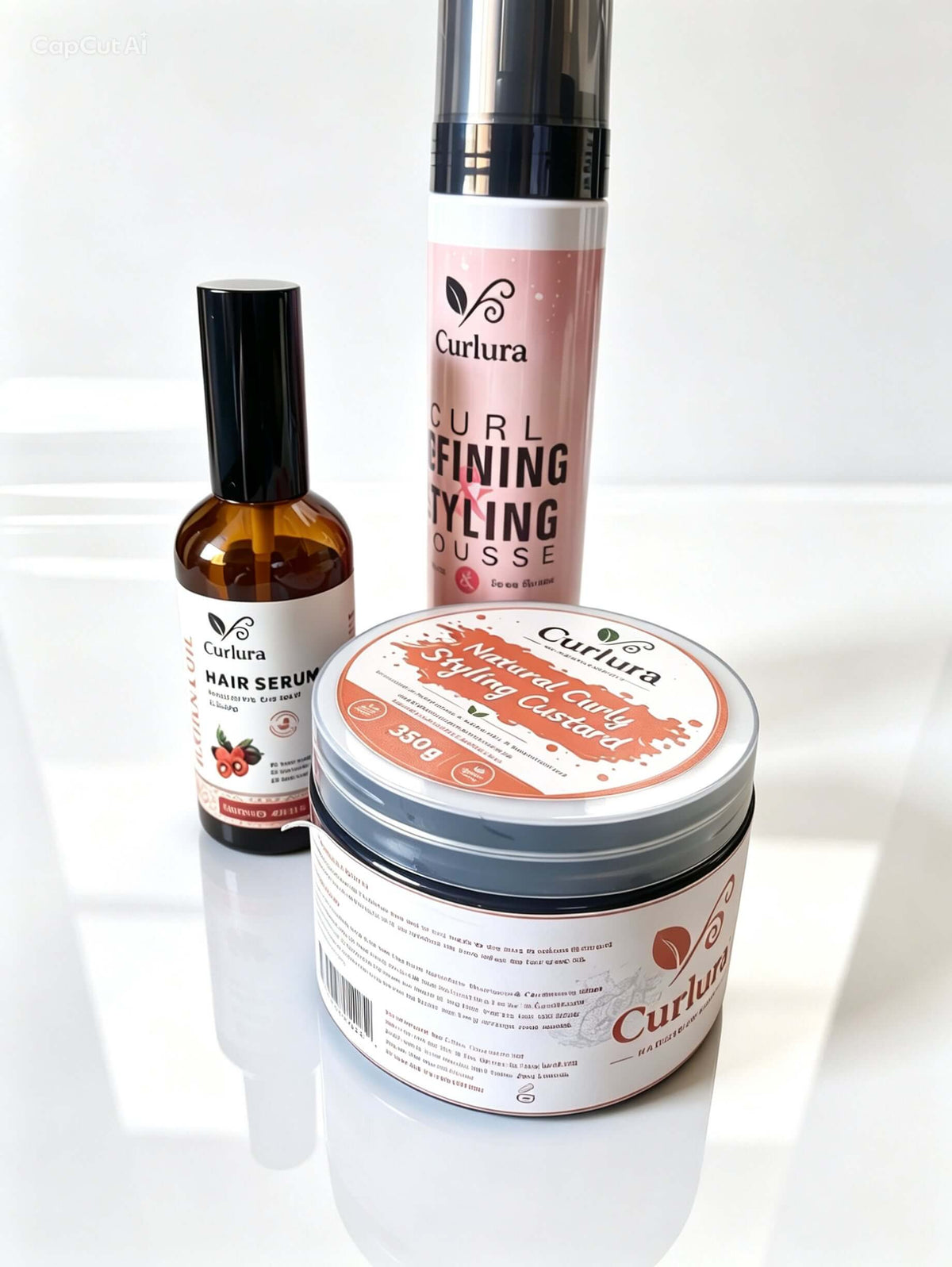 Curl Definition Mousse and Curling Custard Bundle by Curlura for defined curls and frizz control.